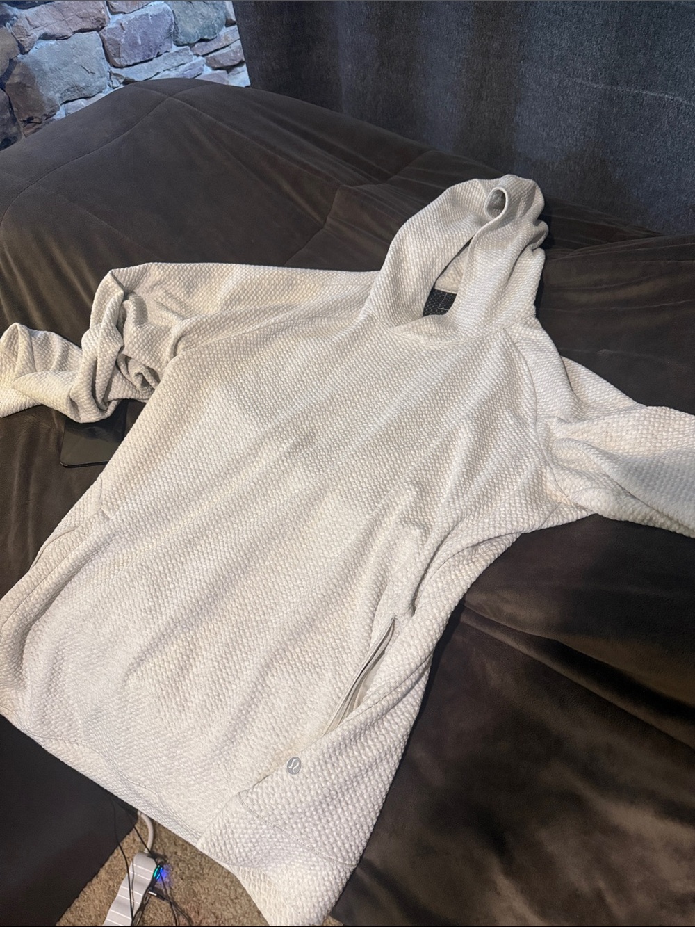 Lululemon XL Cream Colored Waffle Knit Hoodie